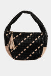 Fame Tassel Detail Weave Semi Circle Bag Handbag Trendsi Black One Size 