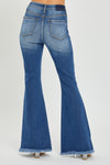 RISEN Full Size High Rise Front Slit Frayed Hem Flare Jeans Jeans Trendsi   