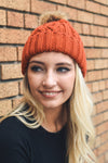 Cable Knit Beanie with Faux Fur Pom Beanies Leto Collection   