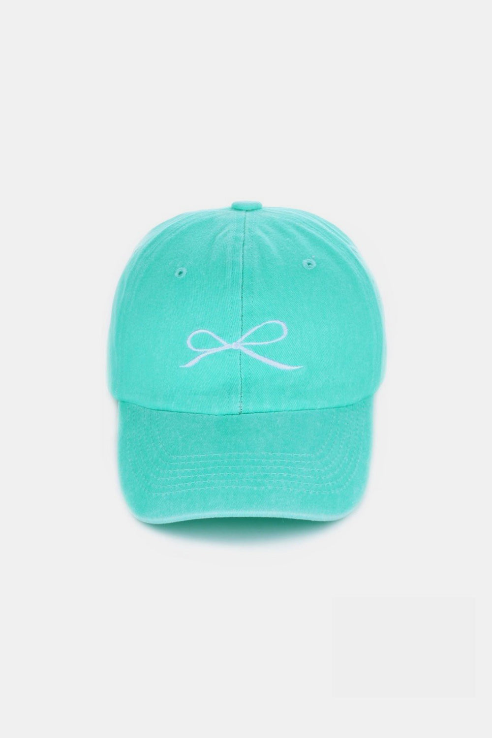 Zenana Bow Embroidered Washed Cotton Caps Caps Trendsi Mint One Size 