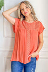 And The Why Lace Detail Ruffle Short Sleeve Blouse  Trendsi   