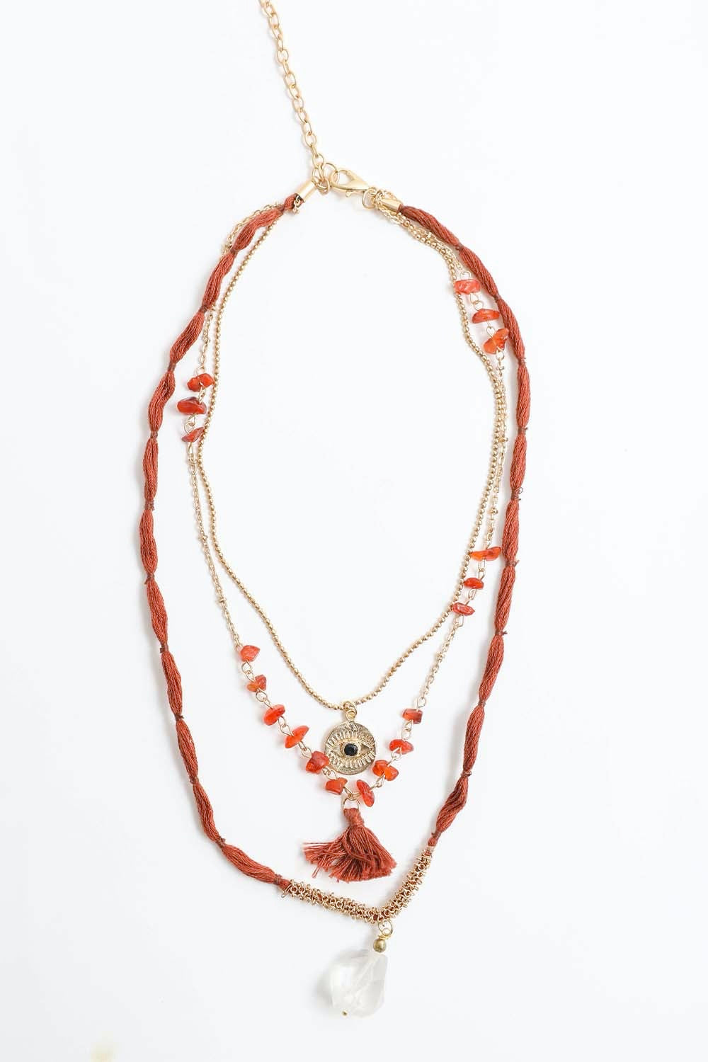 Carnelian & Crystal Layered Necklace - NeoKira Unlimited