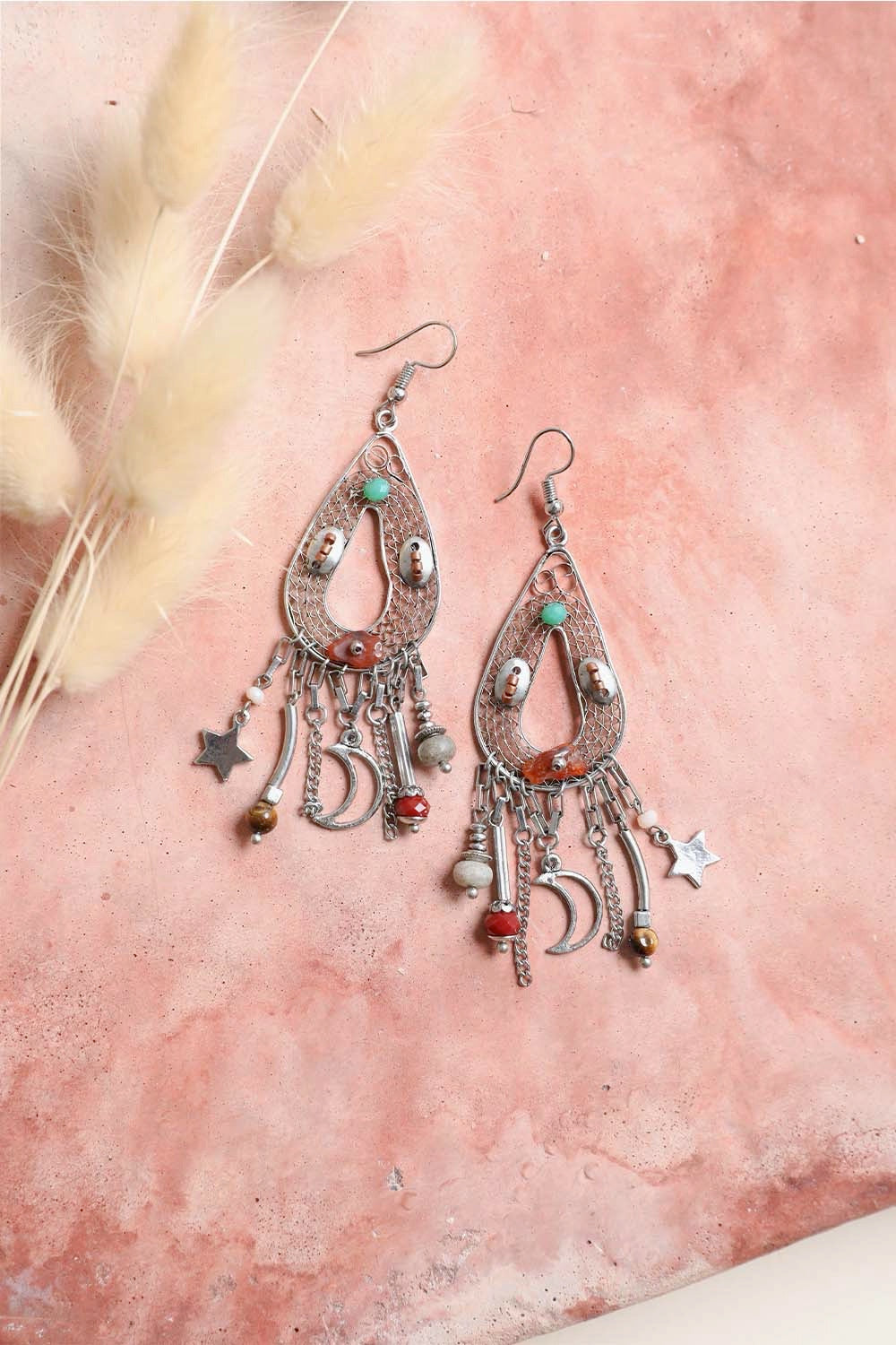 Carnelian Stones Beaded Earrings - NeoKira Unlimited