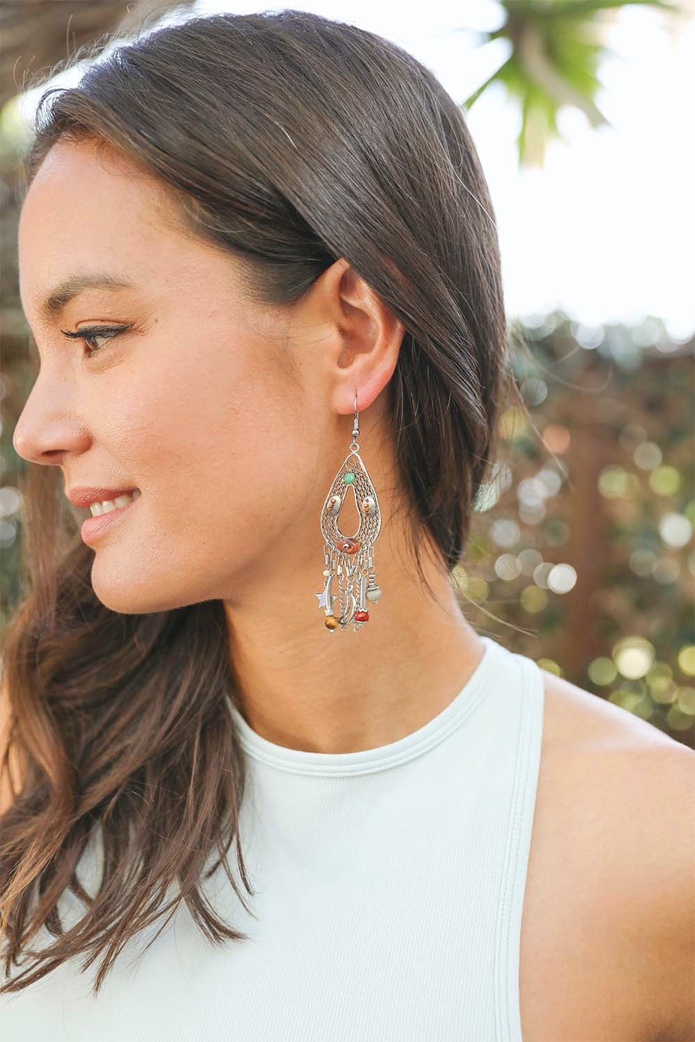 Carnelian Stones Beaded Earrings - NeoKira Unlimited