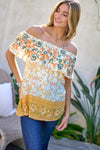 Printed Off Shoulder Smocked Top  Davi & Dani   