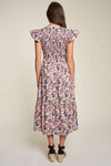 Vintage Garden Floral Flutter Smocking Midi Dress  Davi & Dani   