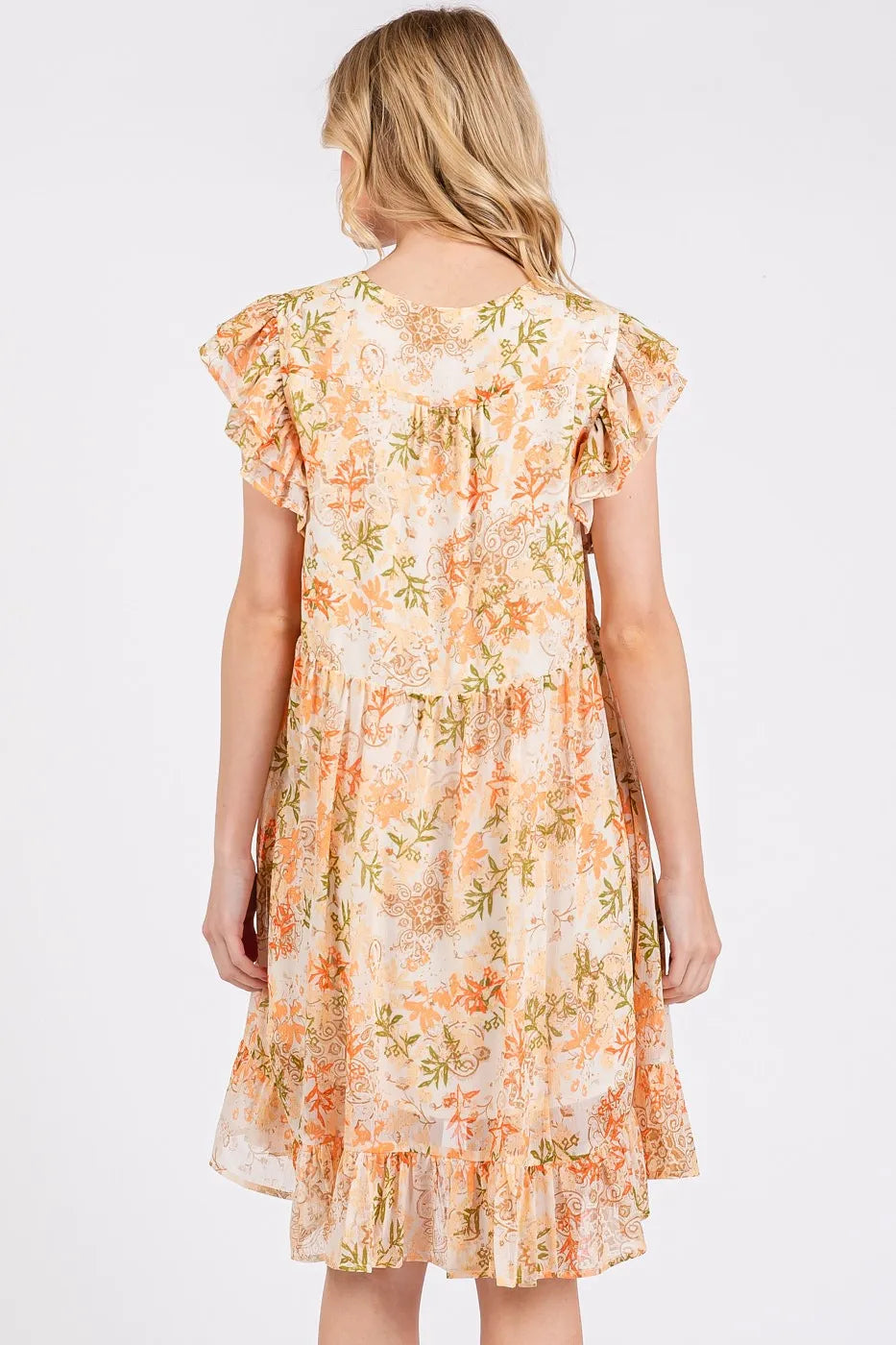 Mittoshop Floral Chiffon Ruffle Short Sleeve Mini Dress - NeoKira Unlimited