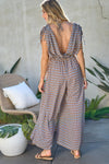 Davi & Dani Printed V-Neck Sleeveless Jumpsuit Jumpsuits Davi & Dani   