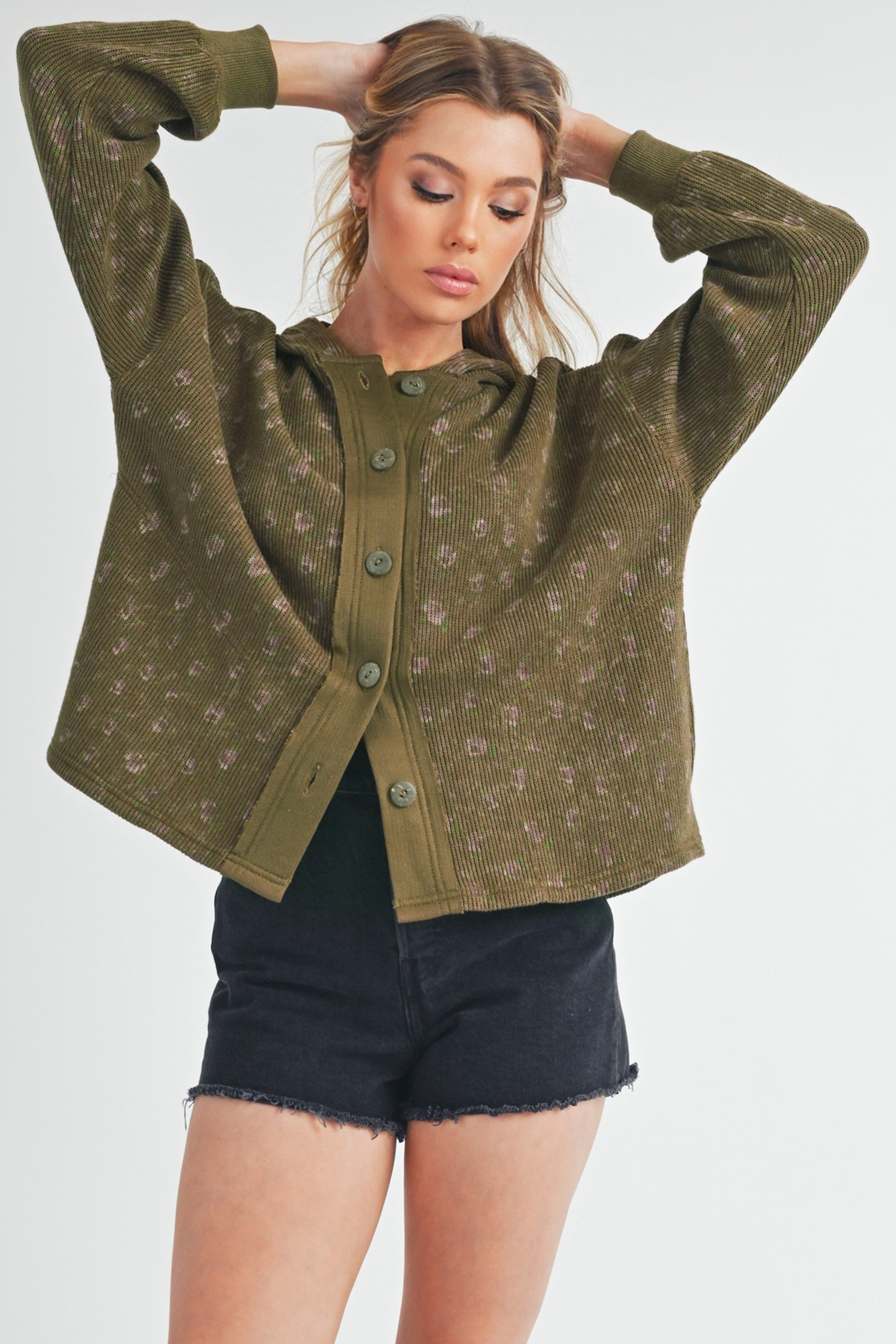 Aemi + Co Floral Button Up Hooded Jacket - NeoKira Unlimited