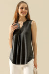 Ninexis Full Size Notched Sleeveless Top Top Trendsi H CHARCOAL S 