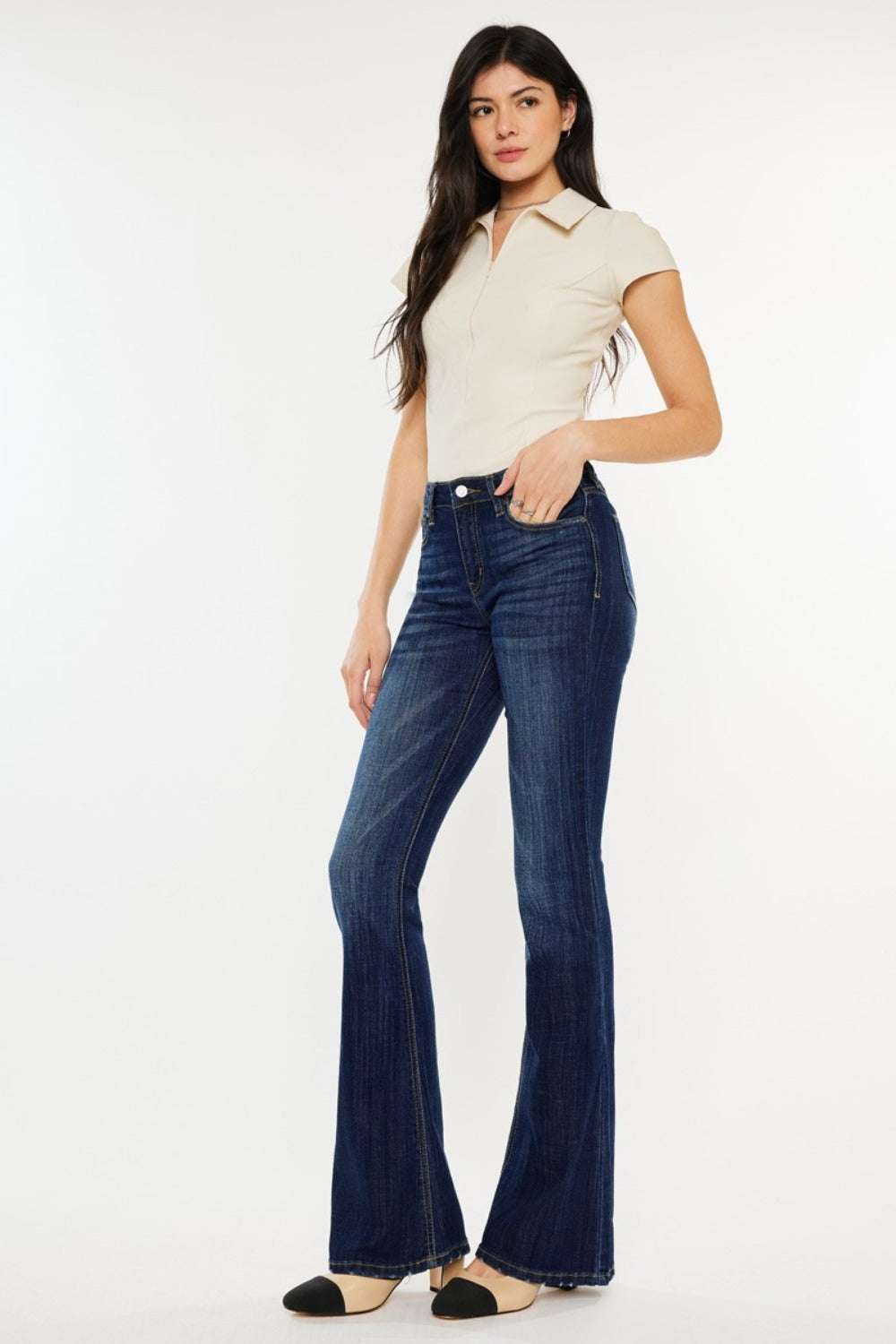 Kancan Full Size Mid Rise Slim Flare Jeans - NeoKira Unlimited