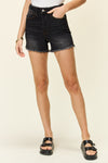 Judy Blue Full Size Tummy Control Fray Hem Shorts Denim Shorts Trendsi Black S 