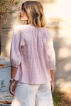 In February Textured Tie Neck Blouse Blouse Trendsi   