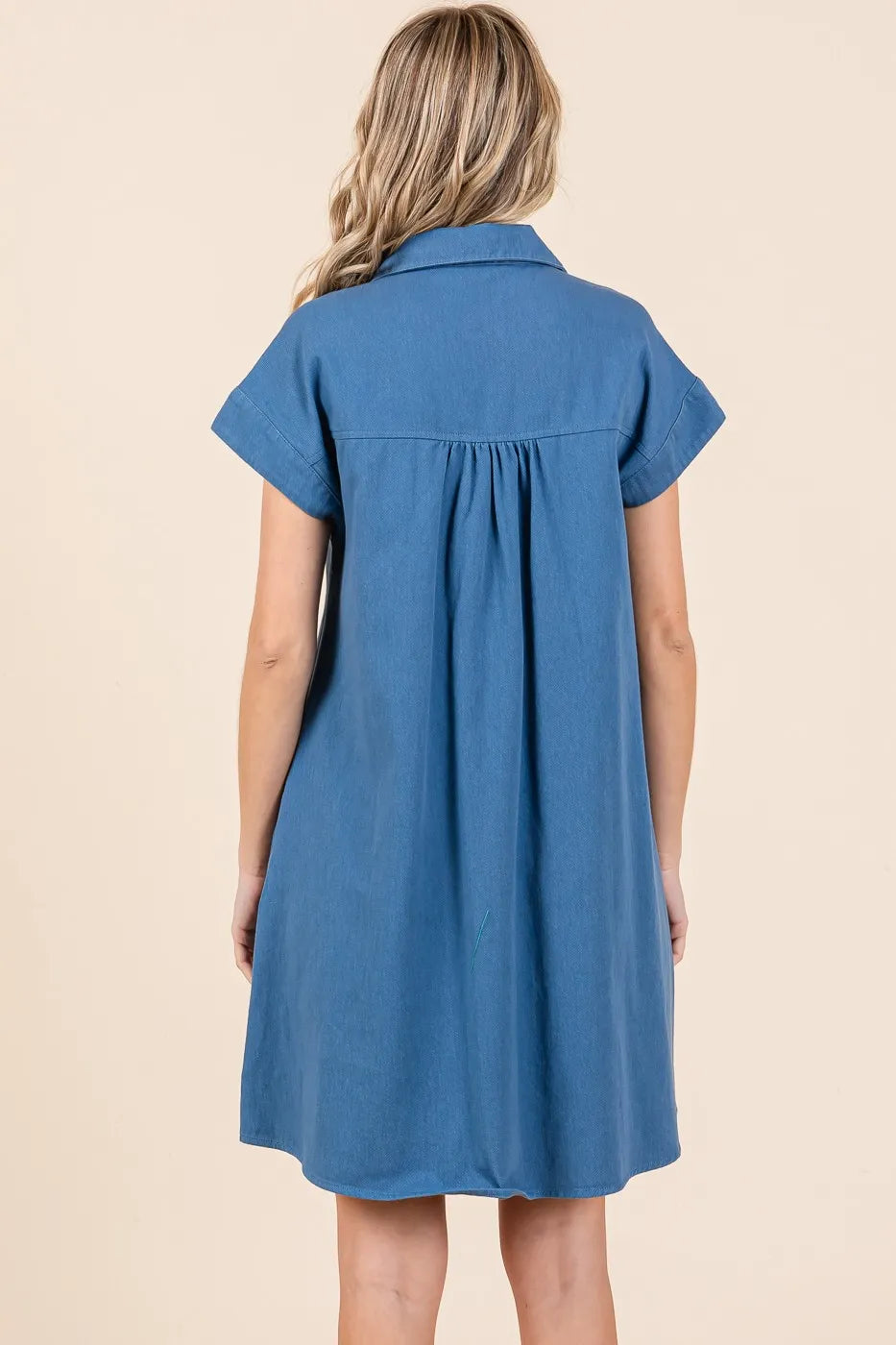 Mittoshop Twill Short Sleeve Collared Mini Dress - NeoKira Unlimited