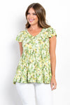 Be Stage Floral Ruffled Babydoll Top Top Trendsi Lime S 