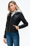 YMI Removable Faux Layered Multi-Pocket Jacket with Fuzzy Hood - NeoKira Unlimited