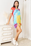 Tie-Dye V-Neck Twisted Dress Mini Dress Trendsi   