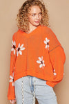 POL Floral Pattern Hooded High-Low Sweater Hooded Sweater Trendsi Orange S 