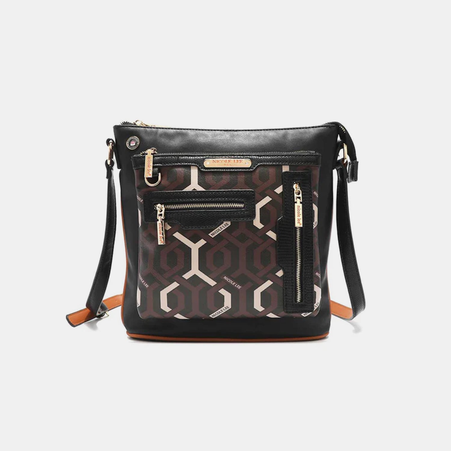 Nicole Lee USA Geometric Pattern Crossbody Bag Crossbody Bag Trendsi Black One Size 