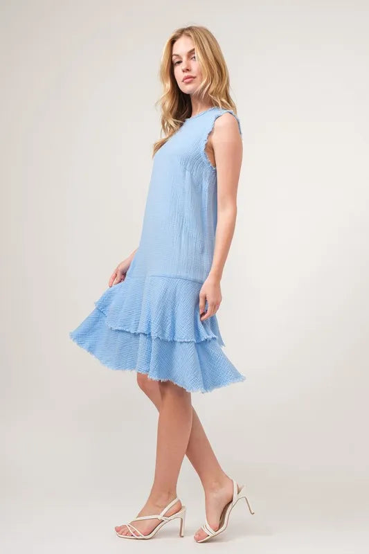 And The Why Washed Fringe Detail Tiered Dress - NeoKira Unlimited