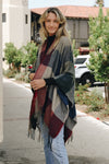 Check Ruana with Tassel Trim Ponchos Leto Collection One Size  