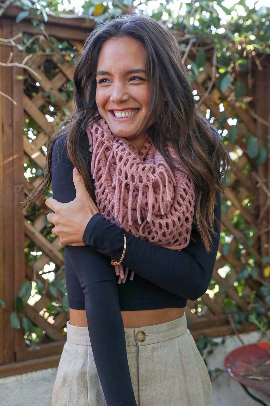 Fuzzy Chenille Tassel Infinity Scarf - NeoKira Unlimited
