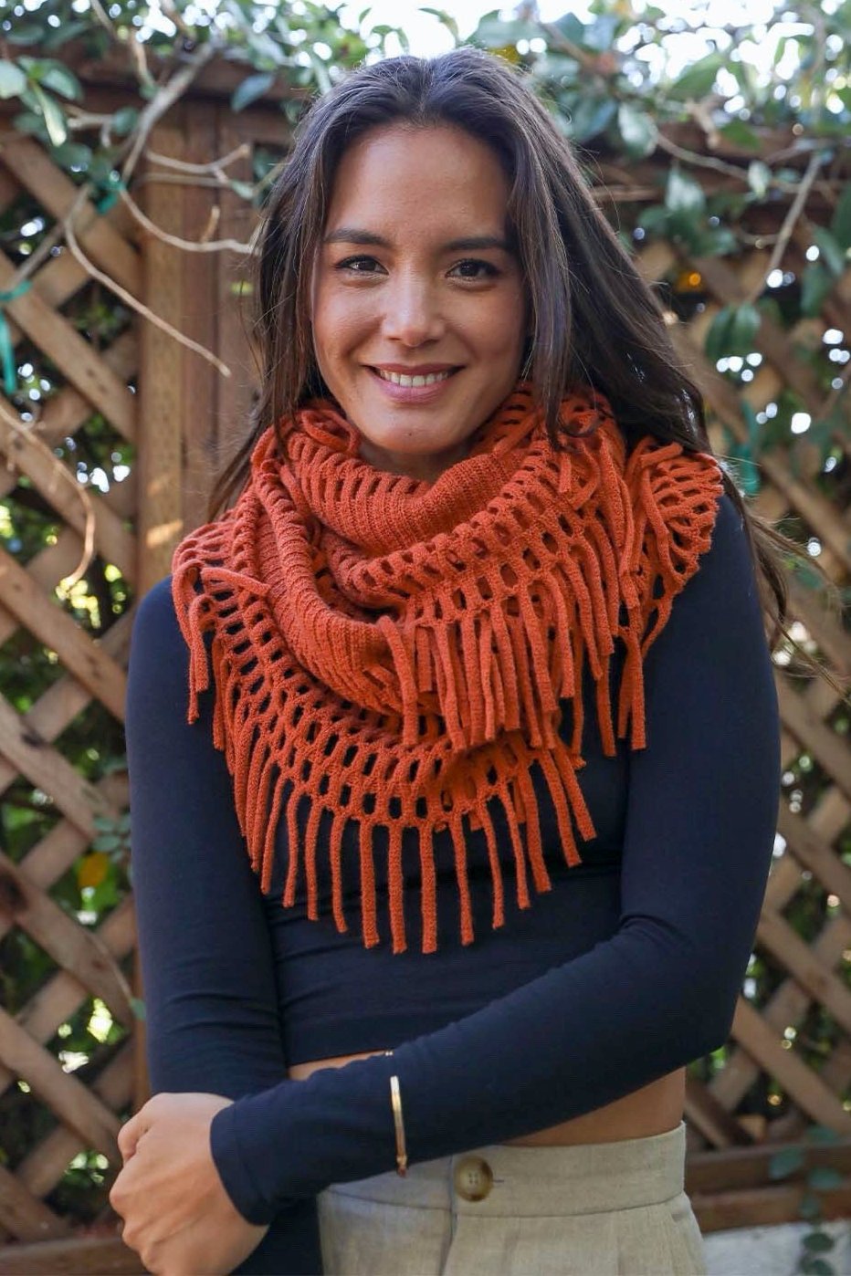 Fuzzy Chenille Tassel Infinity Scarf - NeoKira Unlimited