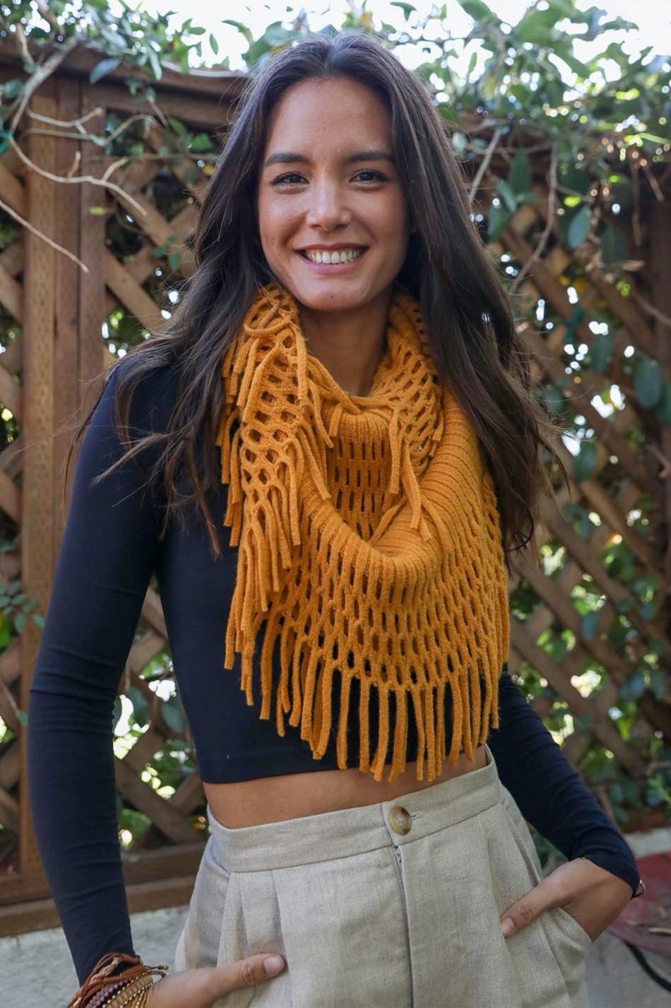 Fuzzy Chenille Tassel Infinity Scarf - NeoKira Unlimited