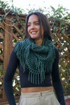 Fuzzy Chenille Tassel Infinity Scarf Scarves Leto Collection Olive  