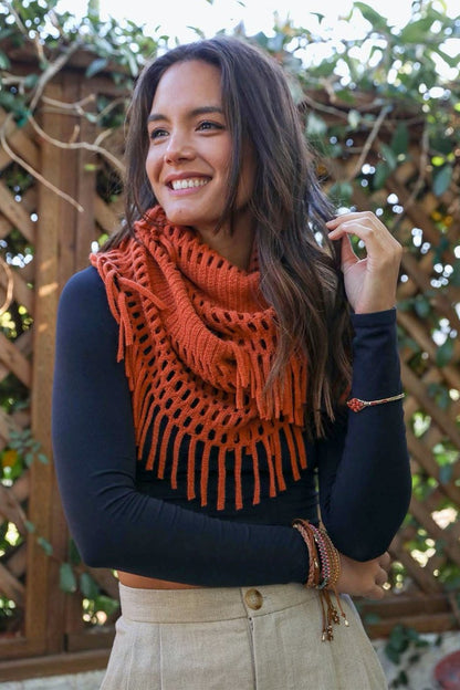 Fuzzy Chenille Tassel Infinity Scarf - NeoKira Unlimited