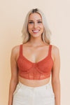 Chic Contours Lace Longline Bralette w/ Underline Bralette Leto Collection Small Rust 