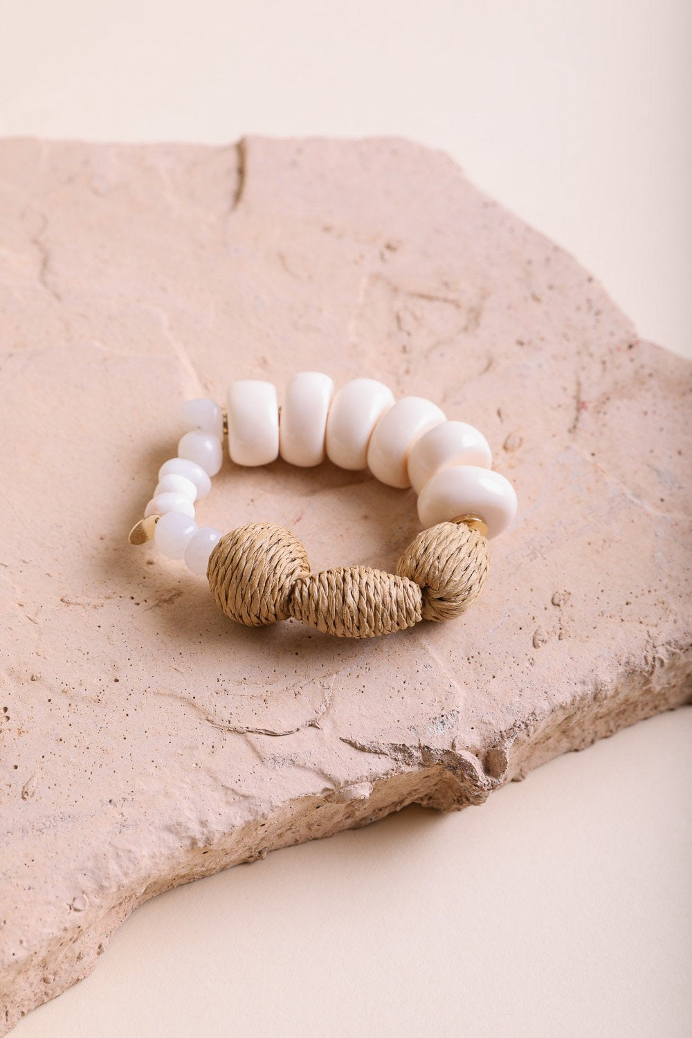 Chunky Beaded Bracelet Bracelets Leto Collection Ivory  