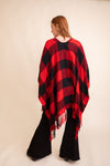 Classic Buffalo Check Tassel Ruana Ponchos Leto Collection   