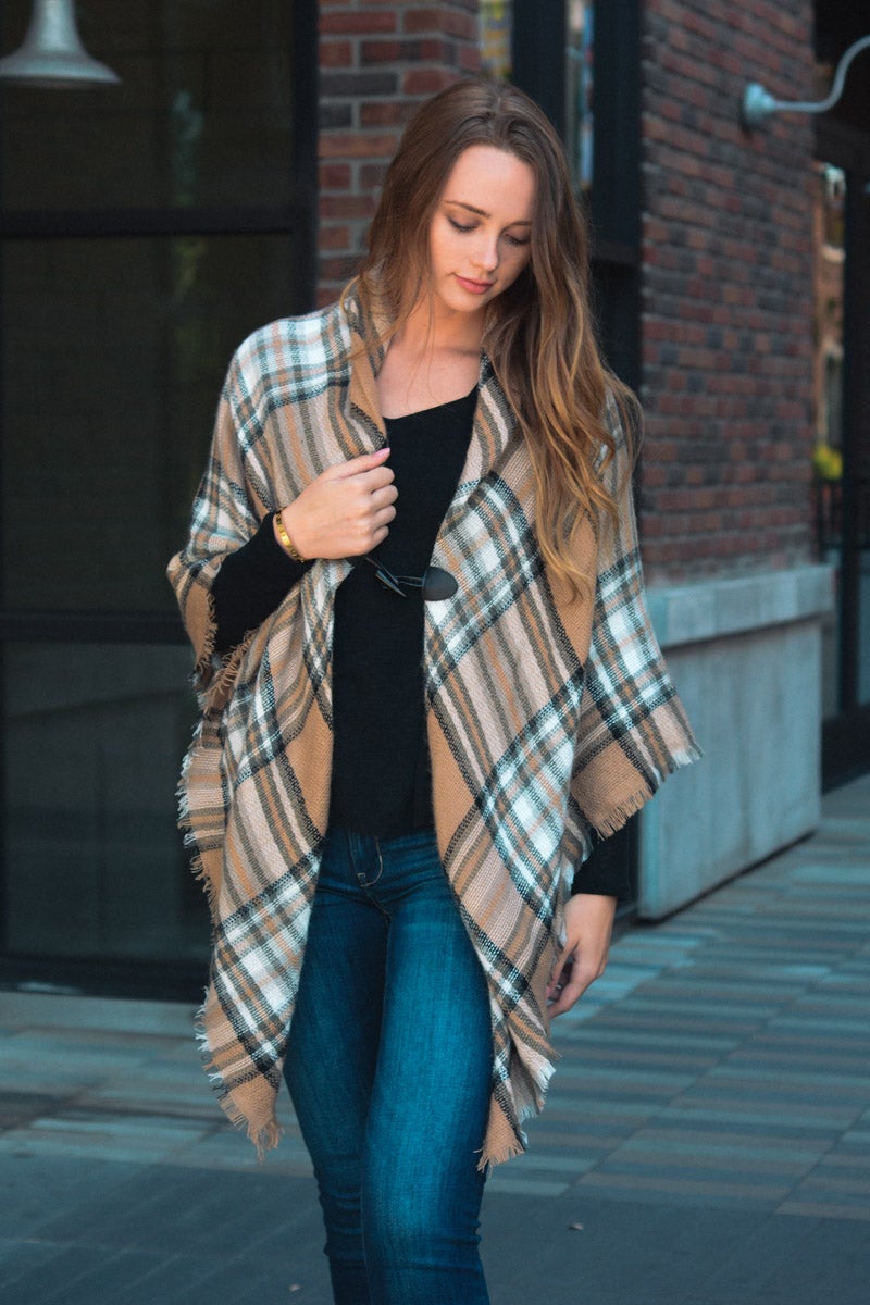 Classic Flannel Toggle Poncho - NeoKira Unlimited