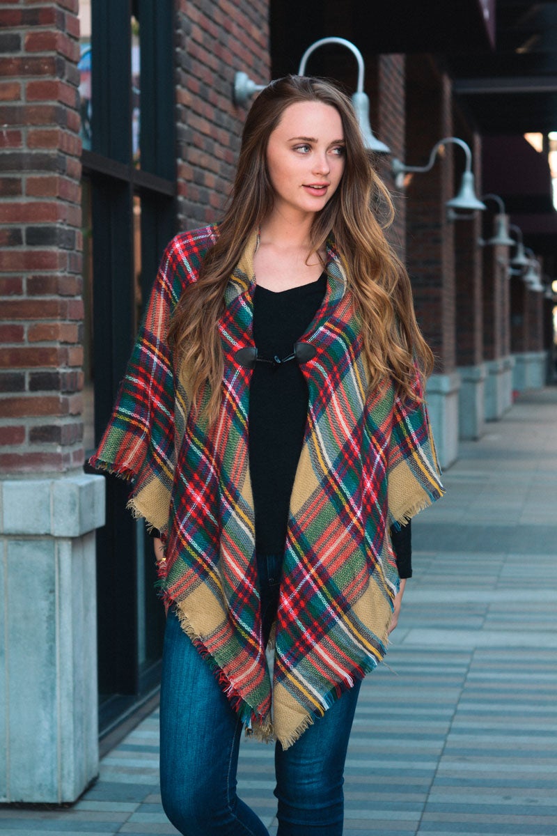 Classic Flannel Toggle Poncho - NeoKira Unlimited