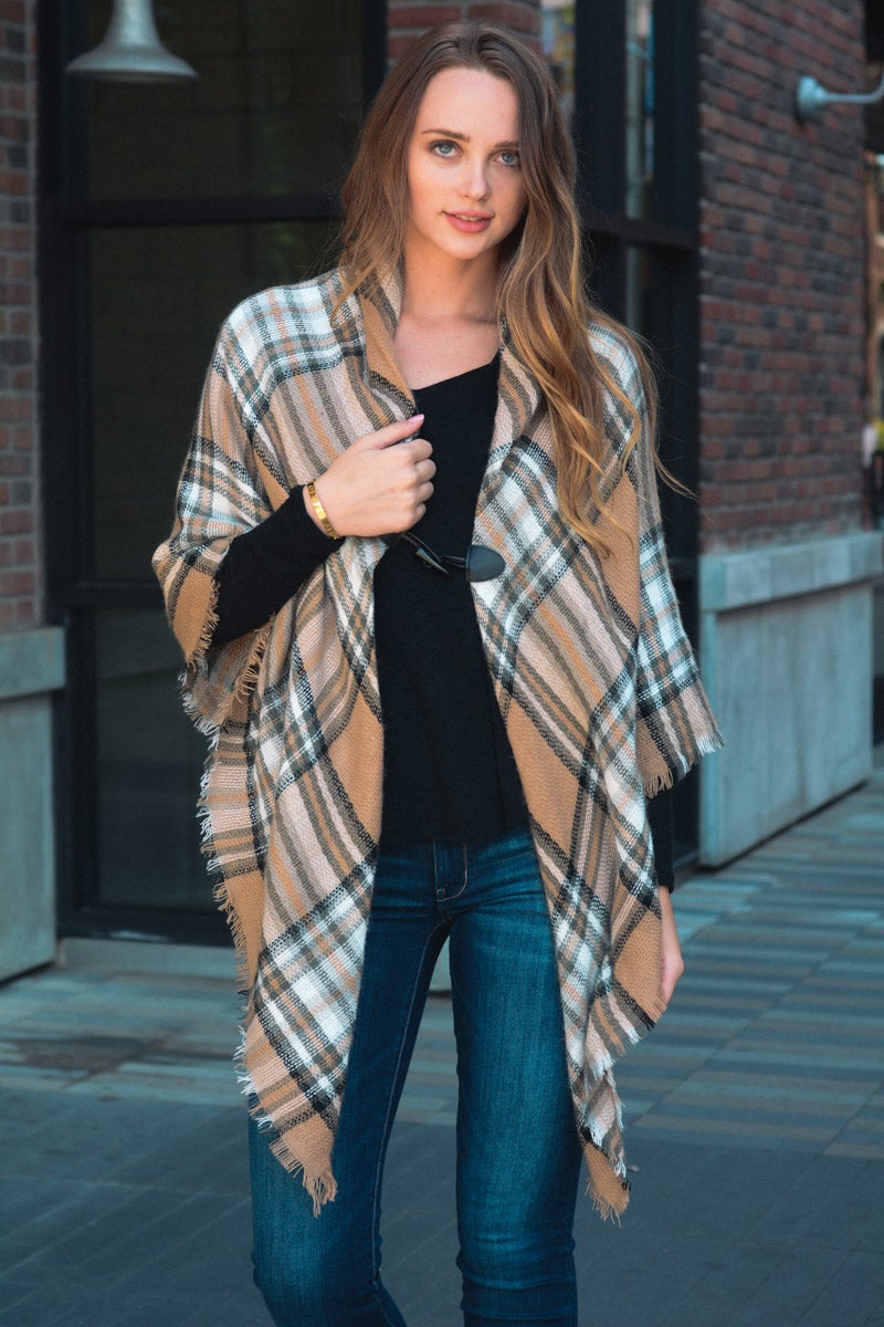 Classic Flannel Toggle Poncho - NeoKira Unlimited