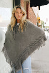 Classic Knit Hooded Poncho Ponchos Leto Collection Gray  