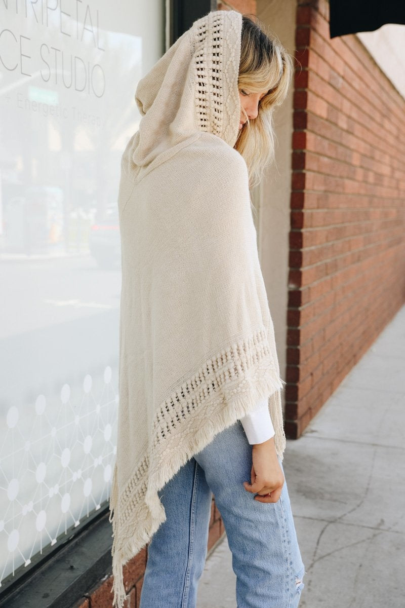 Classic Knit Hooded Poncho Ponchos Leto Collection   