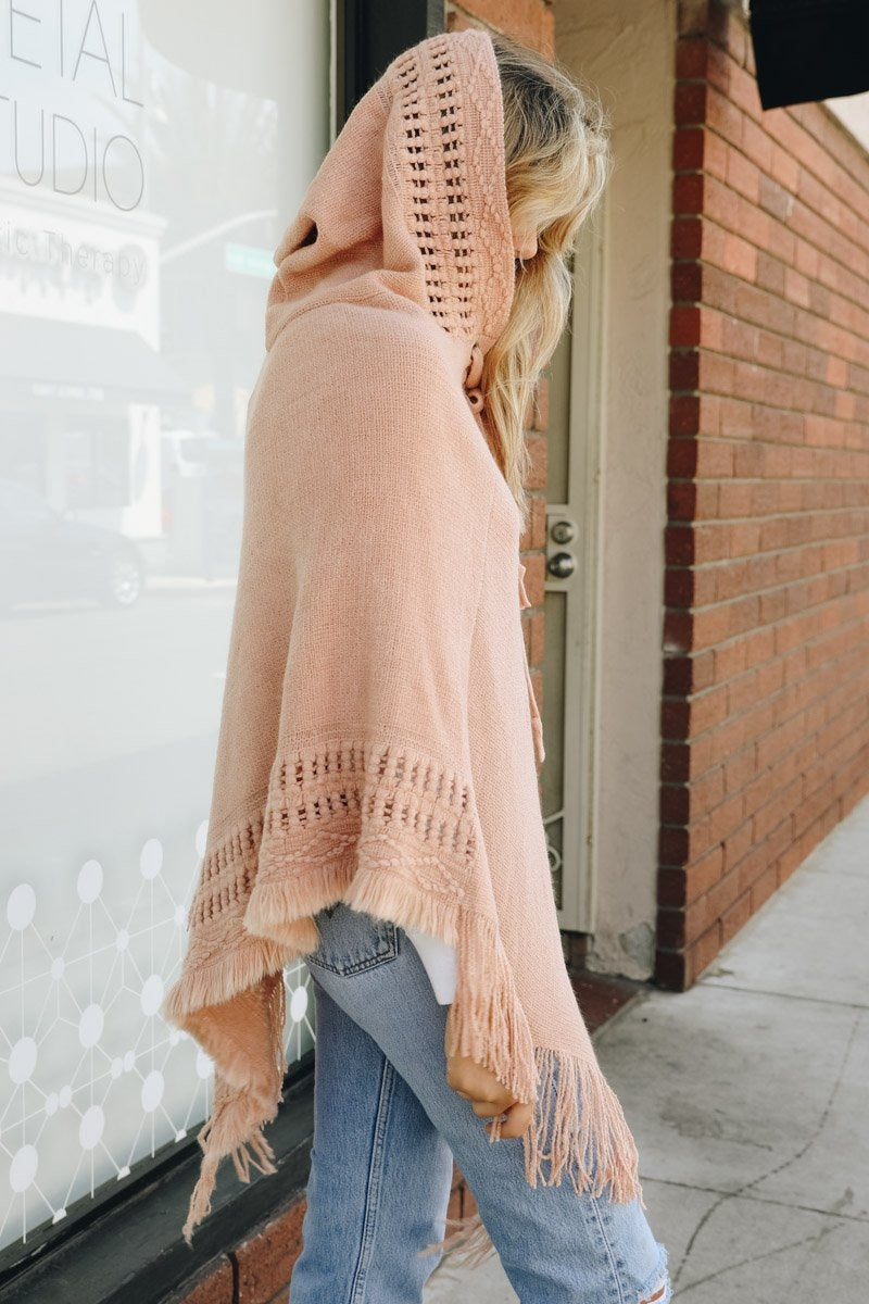 Classic Knit Hooded Poncho Ponchos Leto Collection   