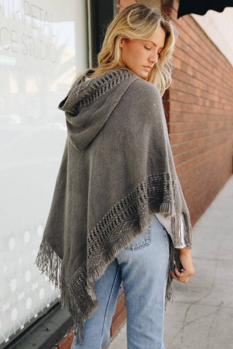 Classic Knit Hooded Poncho Ponchos Leto Collection   