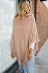 Classic Knit Hooded Poncho Ponchos Leto Collection Pink  