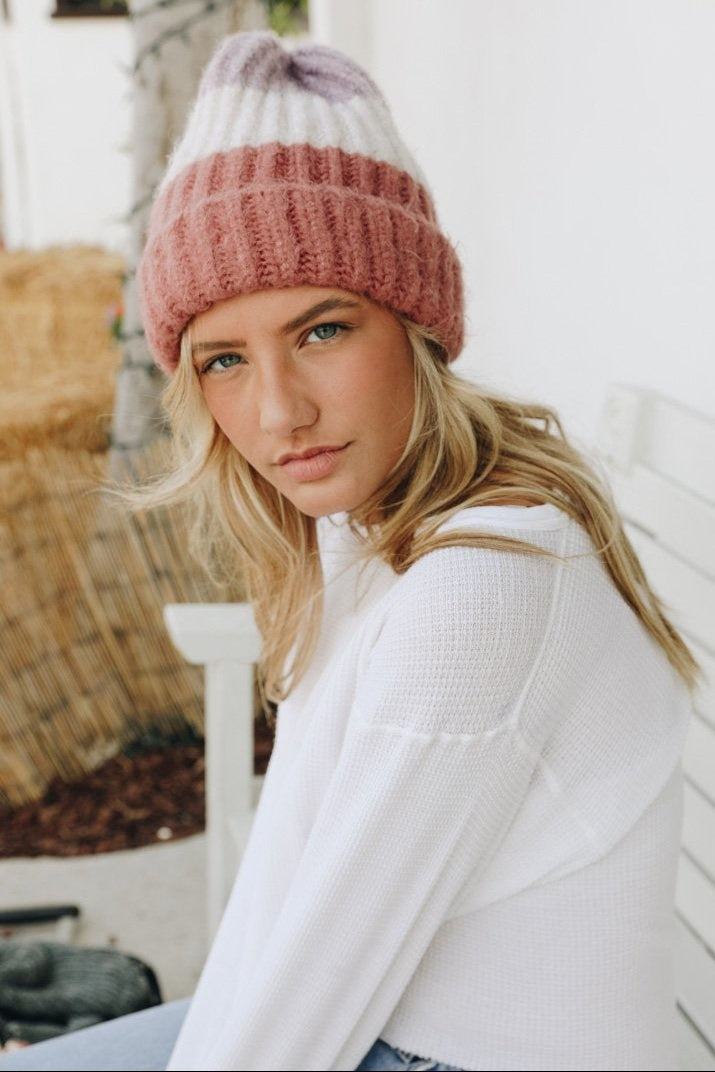 Color Block Knit Beanie - NeoKira Unlimited