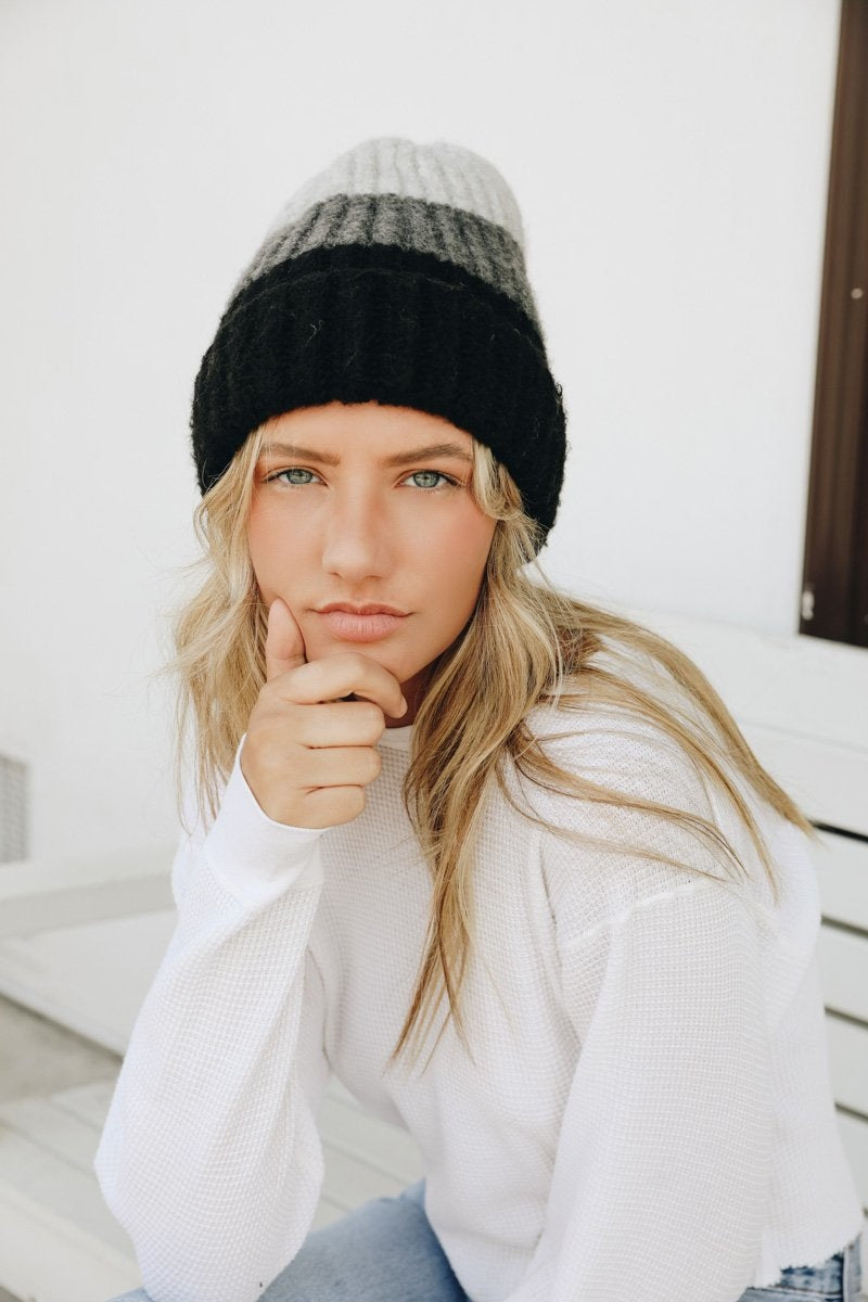 Color Block Knit Beanie Beanies Leto Collection   