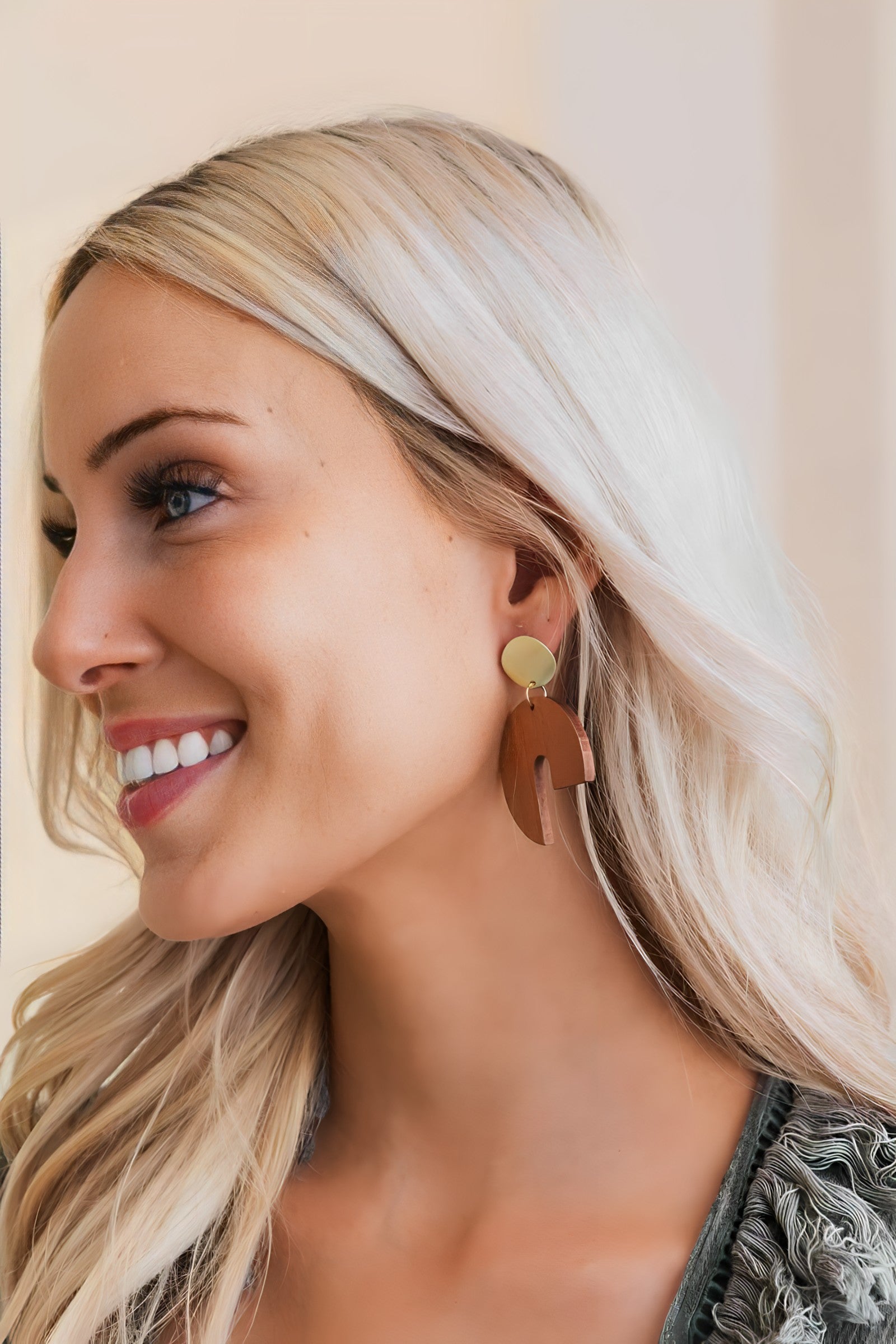 Wooden Modern Arch Shaped Earring Earrings Leto Collection   