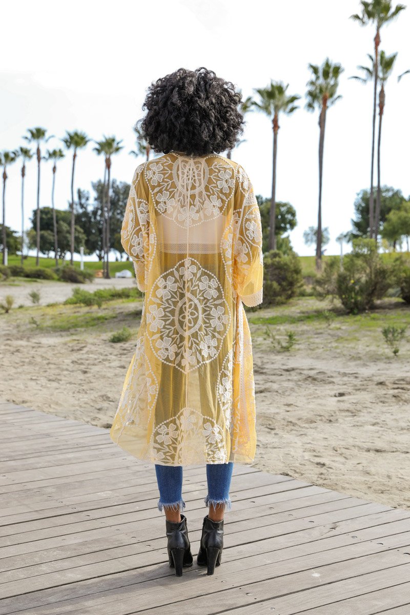 Contrast Mesh Cotton Lace Kimono Kimono Leto Collection   