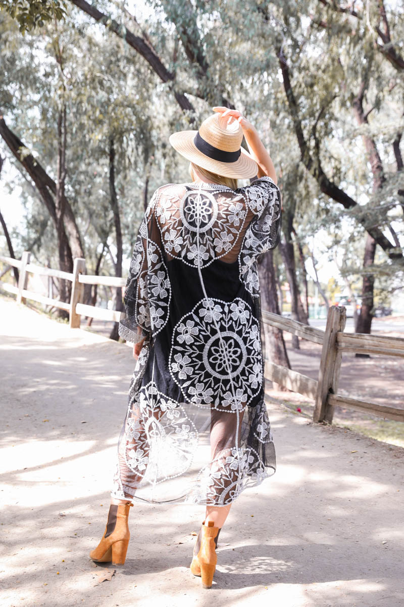 Contrast Mesh Cotton Lace Kimono - NeoKira Unlimited