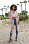 Contrast Mesh Cotton Lace Kimono Kimono Leto Collection Rose  