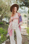 Bohemian Burnout Velvet Kimono Kimono Leto Collection Silver/Fuchsia  