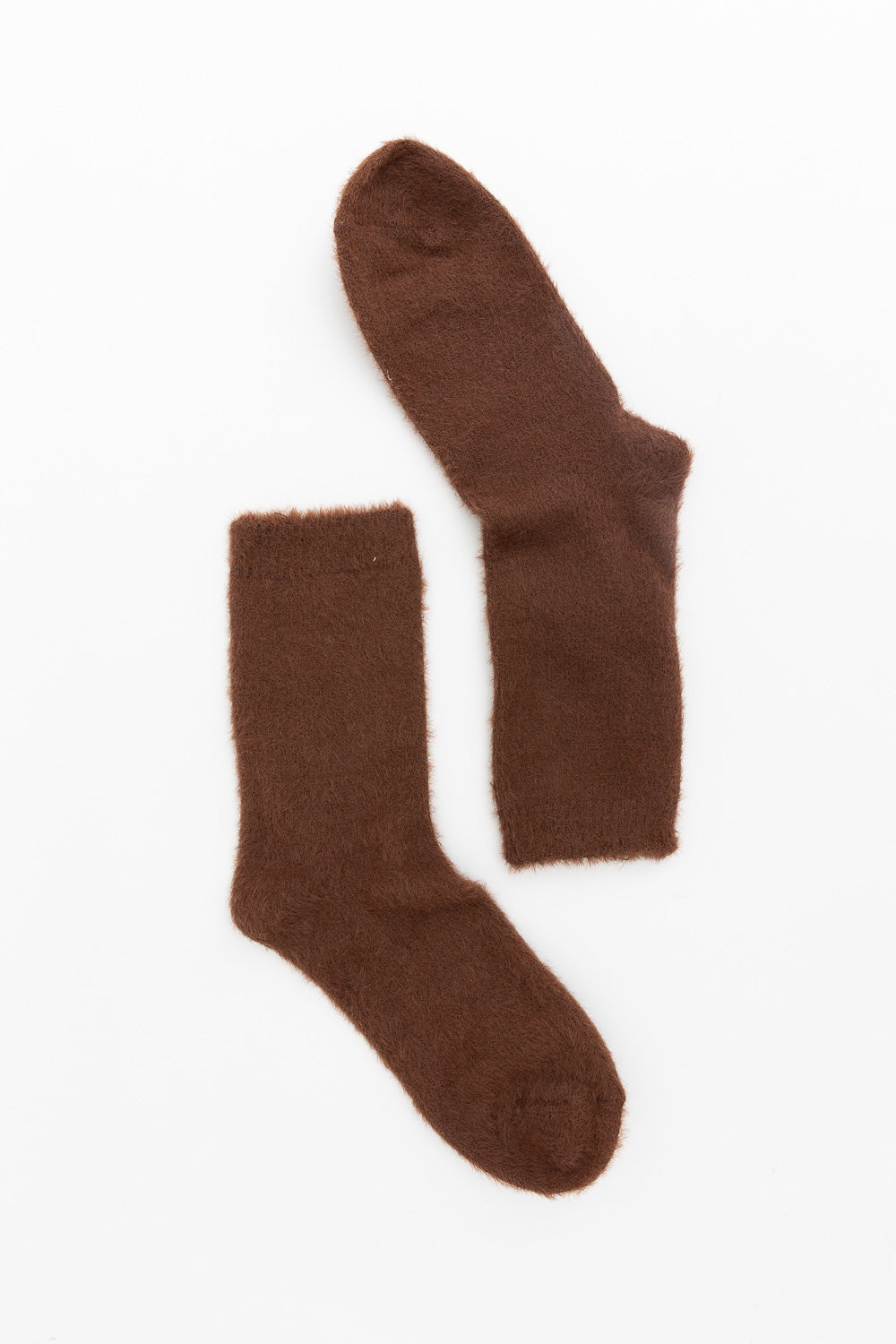 Cozy Fuzzy Crew Socks Socks Leto Collection Brown  