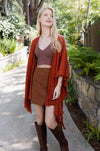 Cozy Haven Embroidered Tassel Wrap Ponchos One Size / Rust